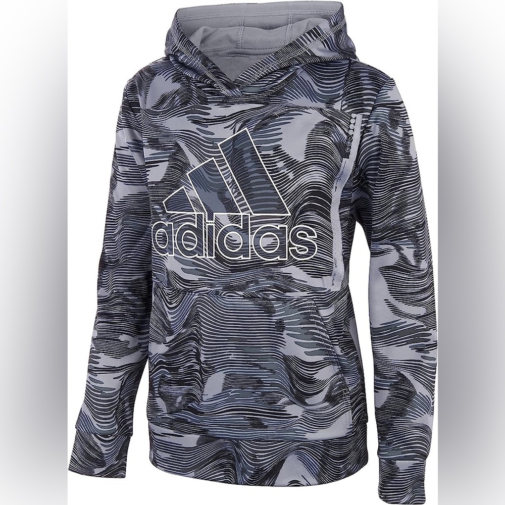 Adidas Boy's Warp Camo Allover Print Pullover Hoodie — NWT